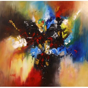 S. M. Naqvi, 48 x 48 Inch, Acrylic on Canvas, Abstract Painting, AC-SMN-128